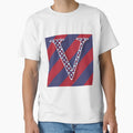 Letter V Americana Old Glory Red And Blue T-Shirt - Trendy Graphic Unisex - T-Shirt, Sweatshirt, Hoodie