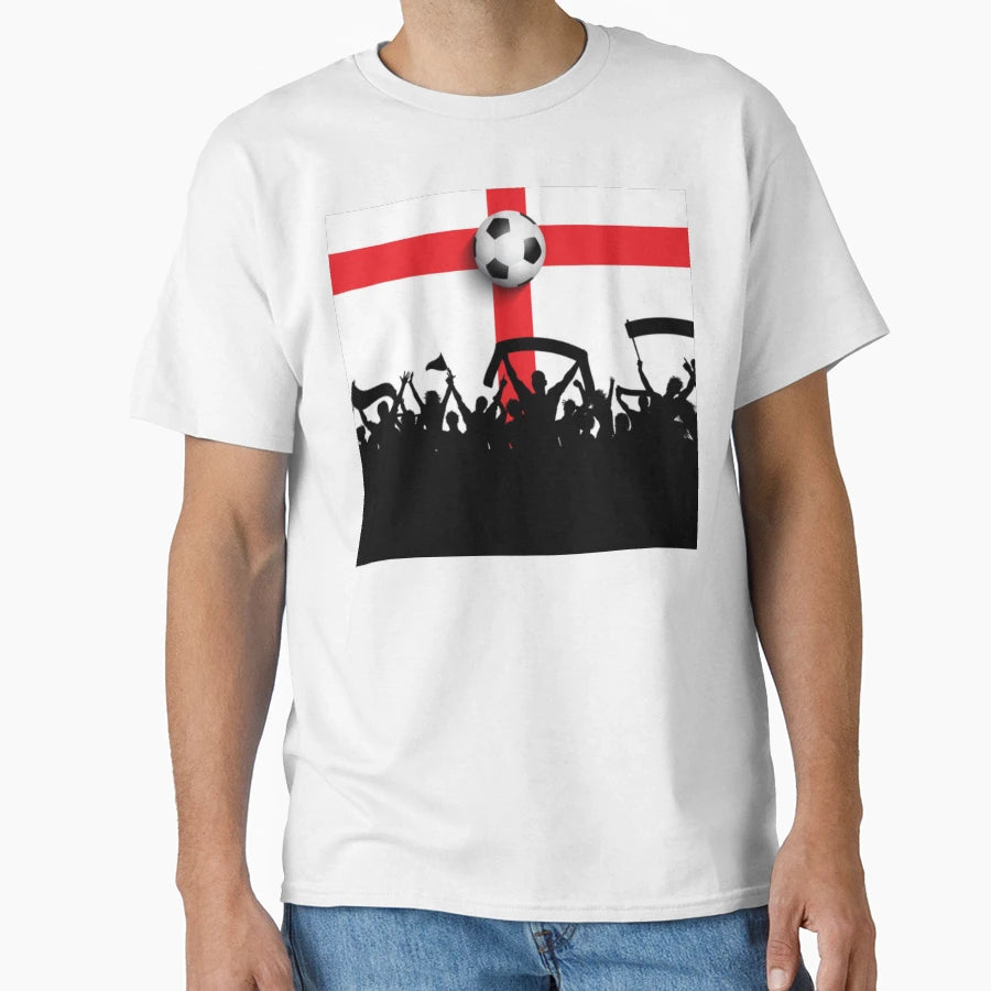 England Football Silhouette Fans Crowd T-Shirt - Aesthetic Graphic Unisex - T-Shirt, Sweatshirt, Hoodie