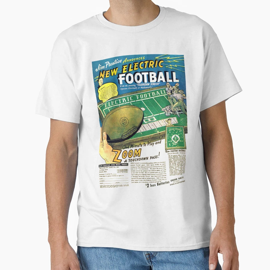 Electric Football Game Advert T-Shirt - Aesthetic Graphic Unisex - T-Shirt, Sweatshirt, Hoodie