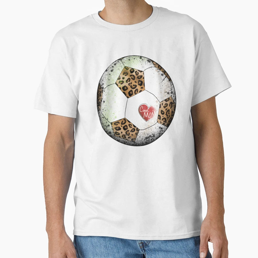 Mom Soccer Ball Leopard Mom Heart T-Shirt - Streetwear Style Men Women - T-Shirt, Sweatshirt, Hoodie