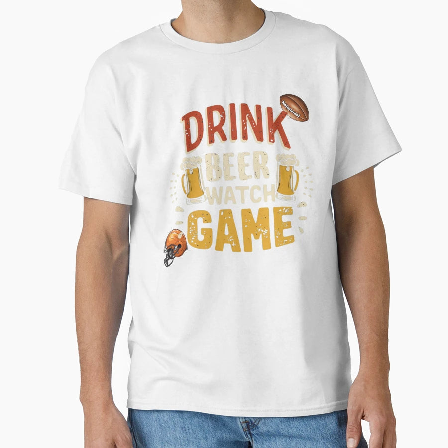 Drink Beer Watch Game T-Shirt - Fun Novelty Design for Adults - T-Shirt, Sweatshirt, Hoodie