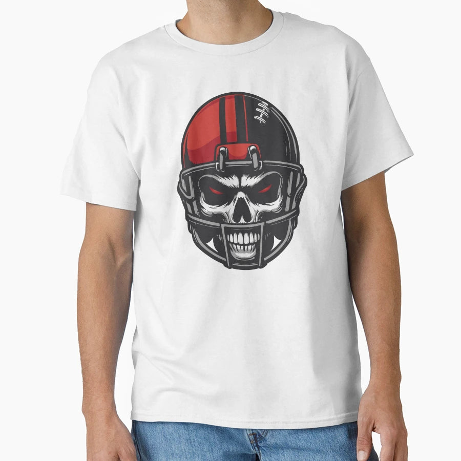 Scary Skull American Football Helmet T-Shirt - Fun Novelty Design Men Women - T-Shirt, Sweatshirt, Hoodie