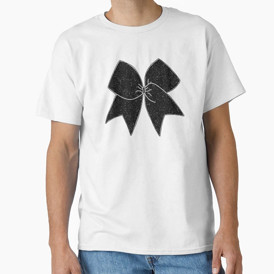 Black Glitter Cheer Bow T-Shirt - Minimalist Print Men Women - T-Shirt, Sweatshirt, Hoodie