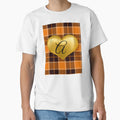 Abstract Warm Plaid Puff Gold Heart T-Shirt - Fun Novelty Design Men Women - T-Shirt, Sweatshirt, Hoodie