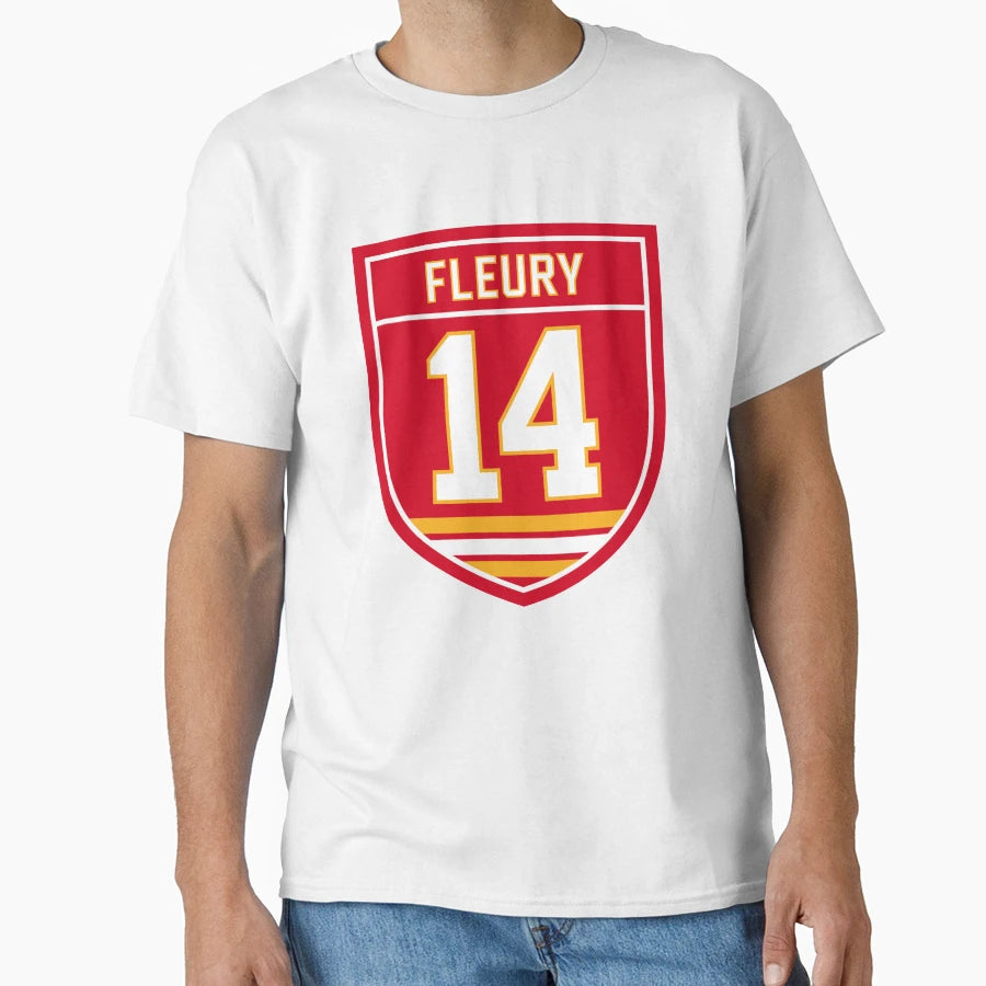 Theoren Fleury Calgary 14 Emblem T-Shirt - Fun Novelty Design Unisex - T-Shirt, Sweatshirt, Hoodie