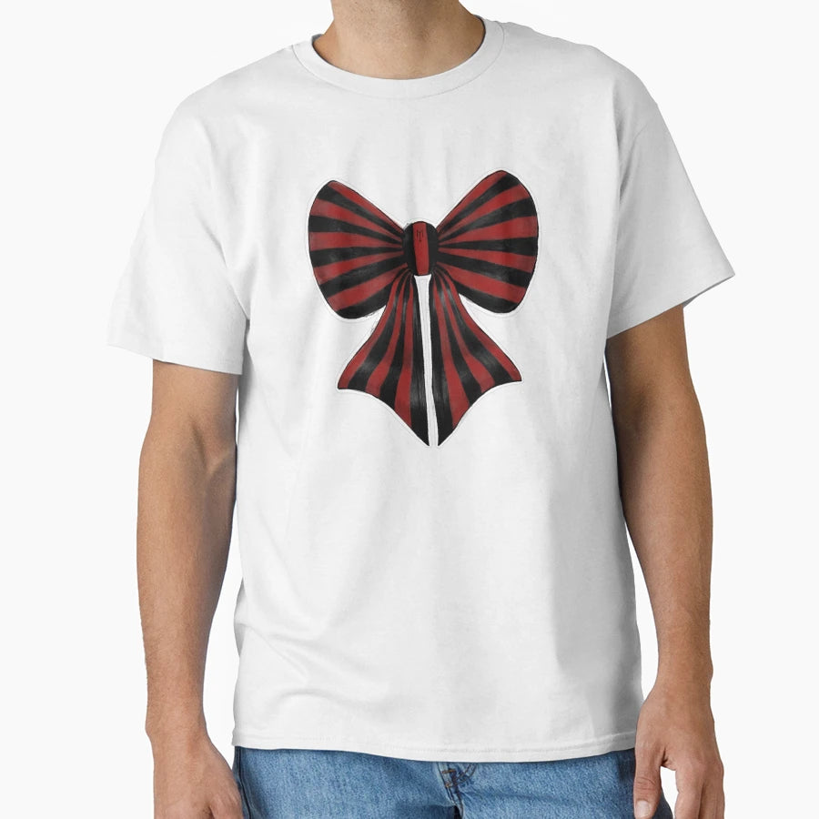 Goth Red And Black Striped Bow T-Shirt - Graphic Print Men Women - T-Shirt, Sweatshirt, Hoodie
