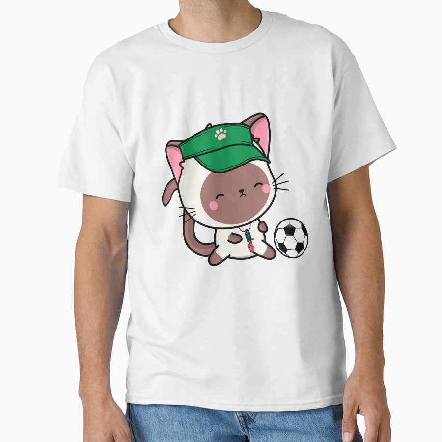 Soccer Player White Cat T-Shirt - Custom Art Print Unisex - T-Shirt, Sweatshirt, Hoodie
