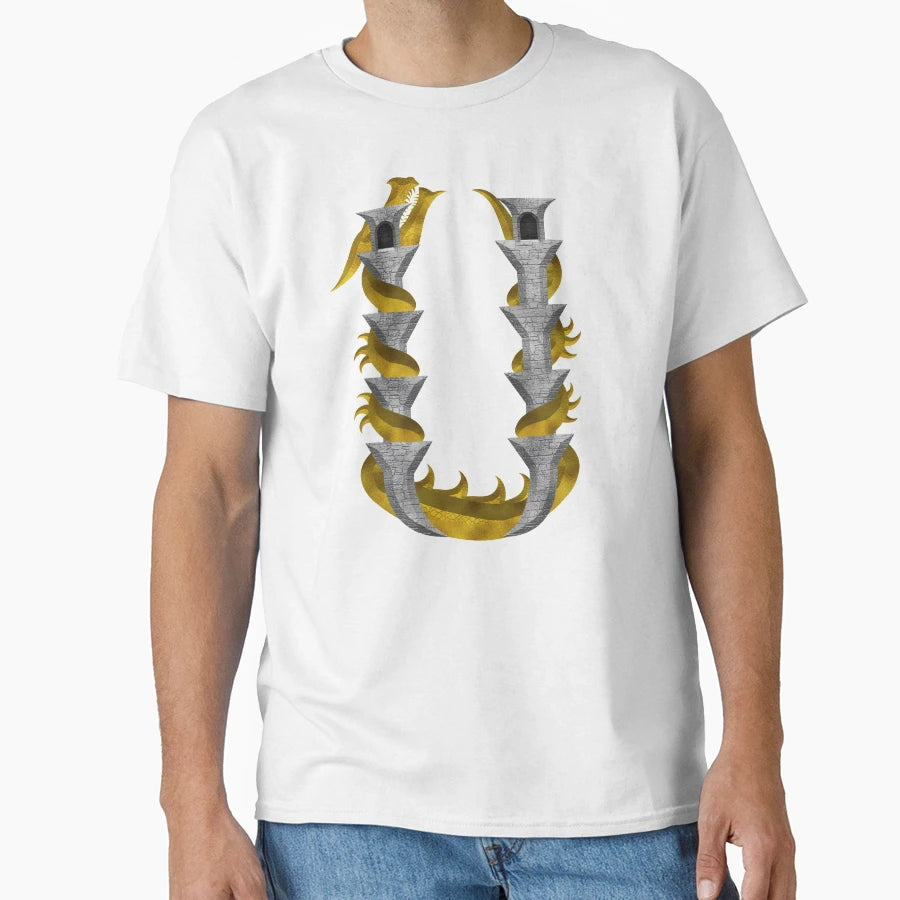Letter U Dragonfont Initial T-Shirt - Fun Novelty Design for Adults - T-Shirt, Sweatshirt, Hoodie
