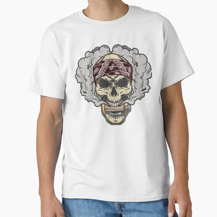 Smoking Skull T-Shirt - Novelty Apparel Men Women - T-Shirt, Sweatshirt, Hoodie