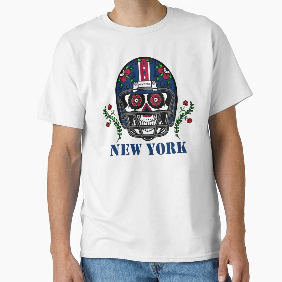 New York Ny Football Helmet Sugar Skull T-Shirt - Graphic Print Men Women - T-Shirt, Sweatshirt, Hoodie