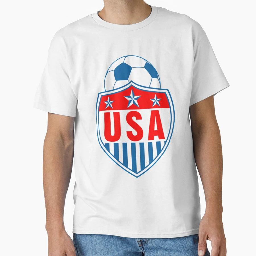 Usa Soccer Shield T-Shirt - Novelty Apparel for Adults - T-Shirt, Sweatshirt, Hoodie