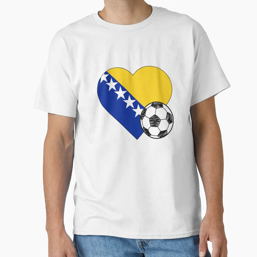 Bosnia And Herzegovina Soccer Heart T-Shirt - Aesthetic Graphic Unisex - T-Shirt, Sweatshirt, Hoodie