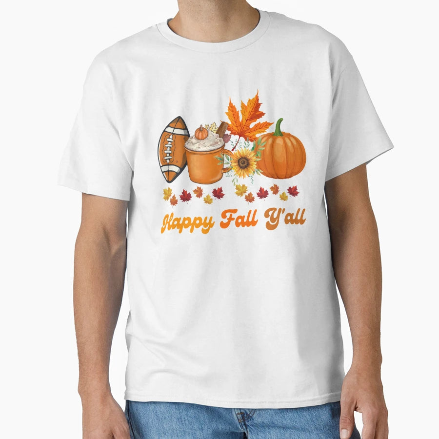 Happy Fall Yall T-Shirt - Custom Art Print Unisex - T-Shirt, Sweatshirt, Hoodie
