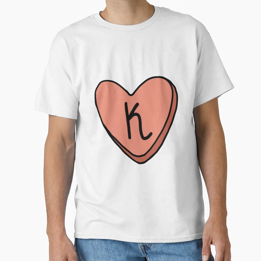Letter K From Alphabet Heart Illustration T-Shirt - Unique Graphic Unisex - T-Shirt, Sweatshirt, Hoodie