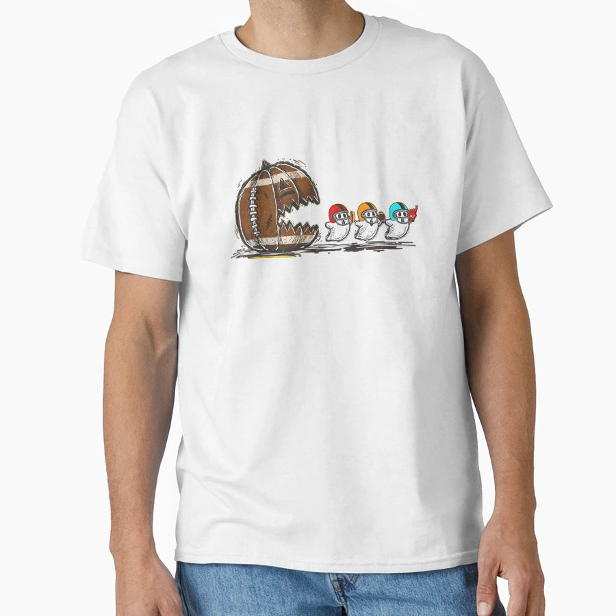 Halloween Pumpkin Football T-Shirt - Aesthetic Graphic for Adults - T-Shirt, Sweatshirt, Hoodie