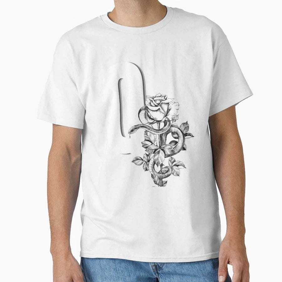 Q Botanical Monogram Peony Snake Floral T-Shirt - Graphic Print for Adults - T-Shirt, Sweatshirt, Hoodie