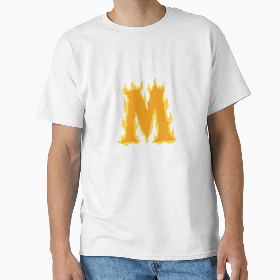 Fire Letter M Typography Flaming T-Shirt - Fun Novelty Design for Adults - T-Shirt, Sweatshirt, Hoodie
