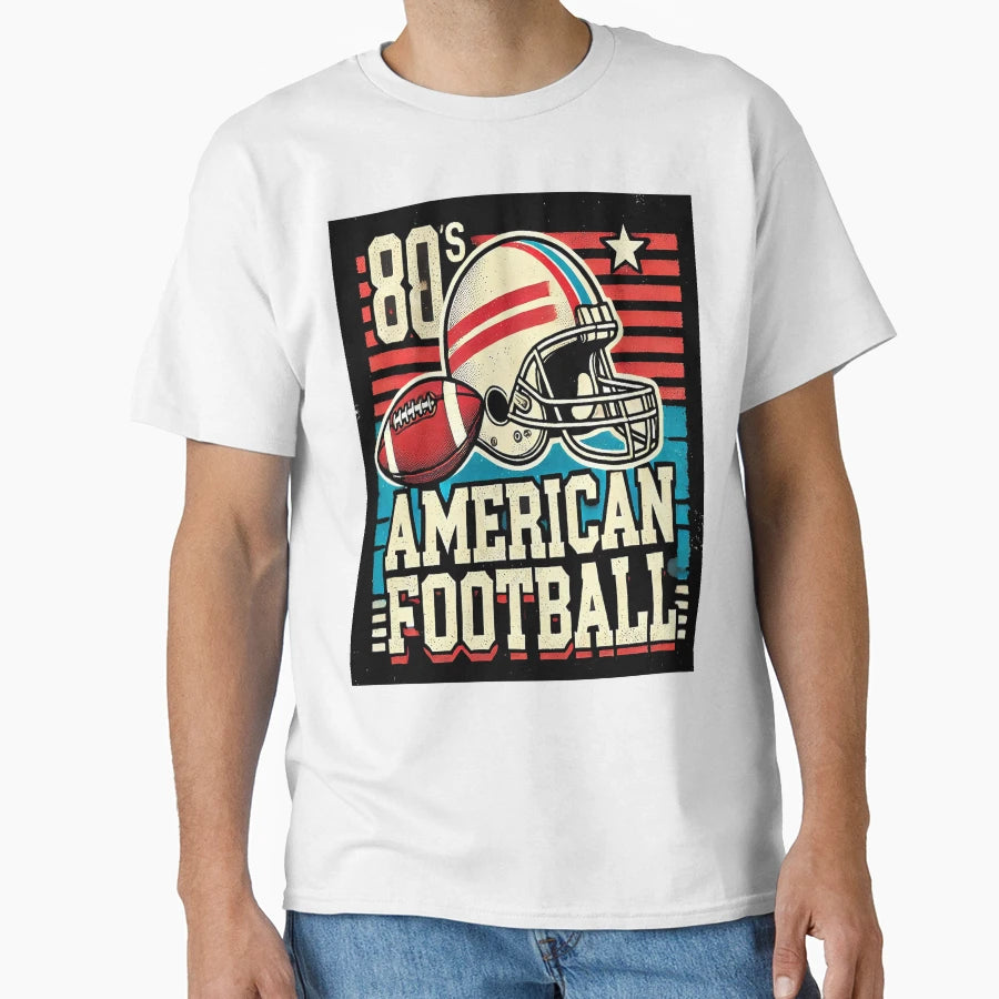 80S Football Helmet Ball T-Shirt - Custom Art Print for Adults - T-Shirt, Sweatshirt, Hoodie