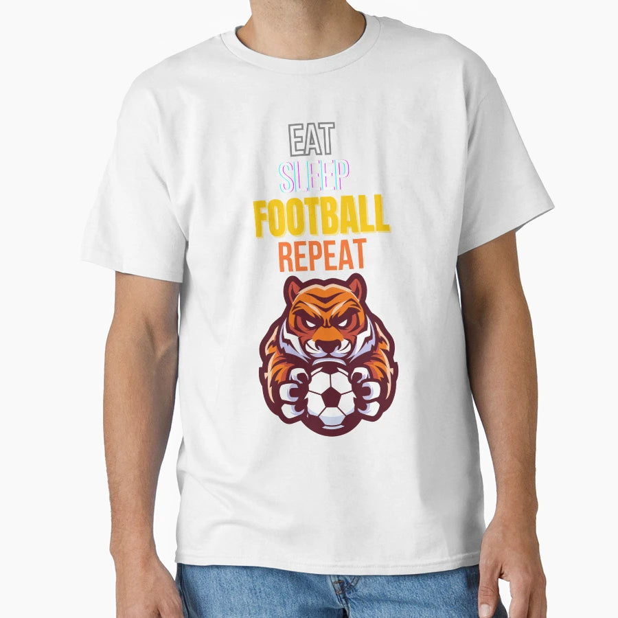 Eat Sleep Football Repeat T-Shirt - Aesthetic Graphic for Adults - T-Shirt, Sweatshirt, Hoodie