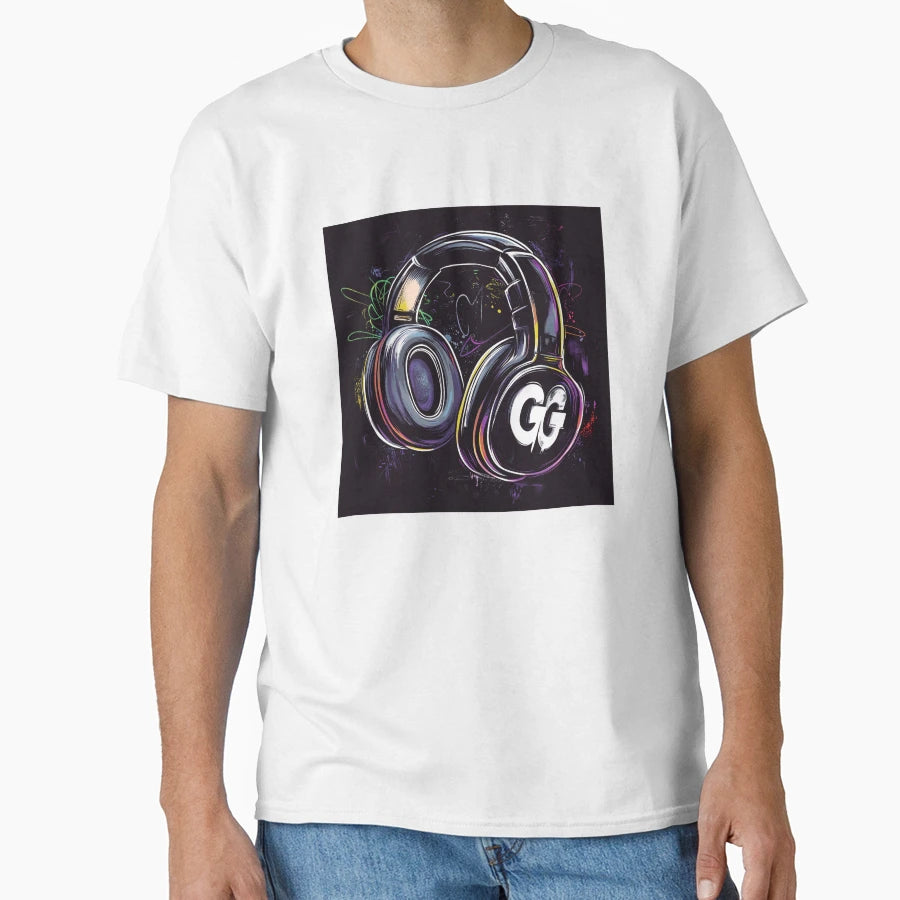 Gg Headphones Artistic Gamer Audio T-Shirt - Custom Art Print Unisex - T-Shirt, Sweatshirt, Hoodie