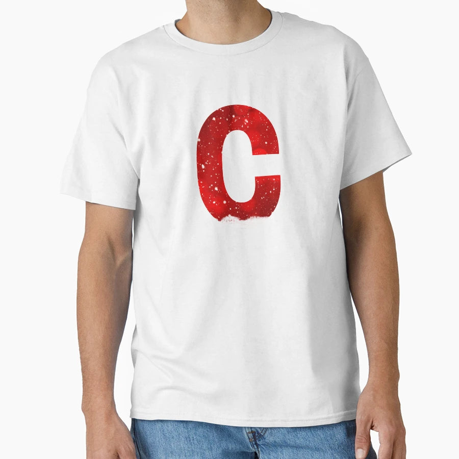 Red Snowy Letter C T-Shirt - Trendy Graphic for Adults - T-Shirt, Sweatshirt, Hoodie