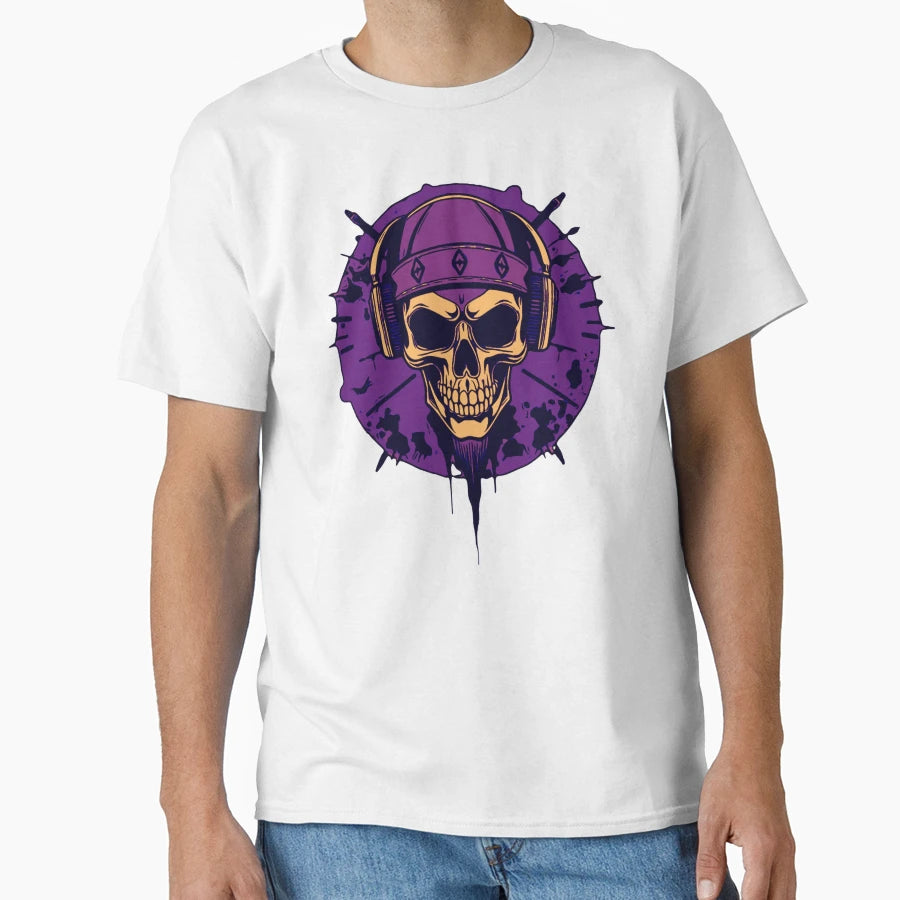 Hardcore Purple Skull T-Shirt - Graphic Print Unisex - T-Shirt, Sweatshirt, Hoodie