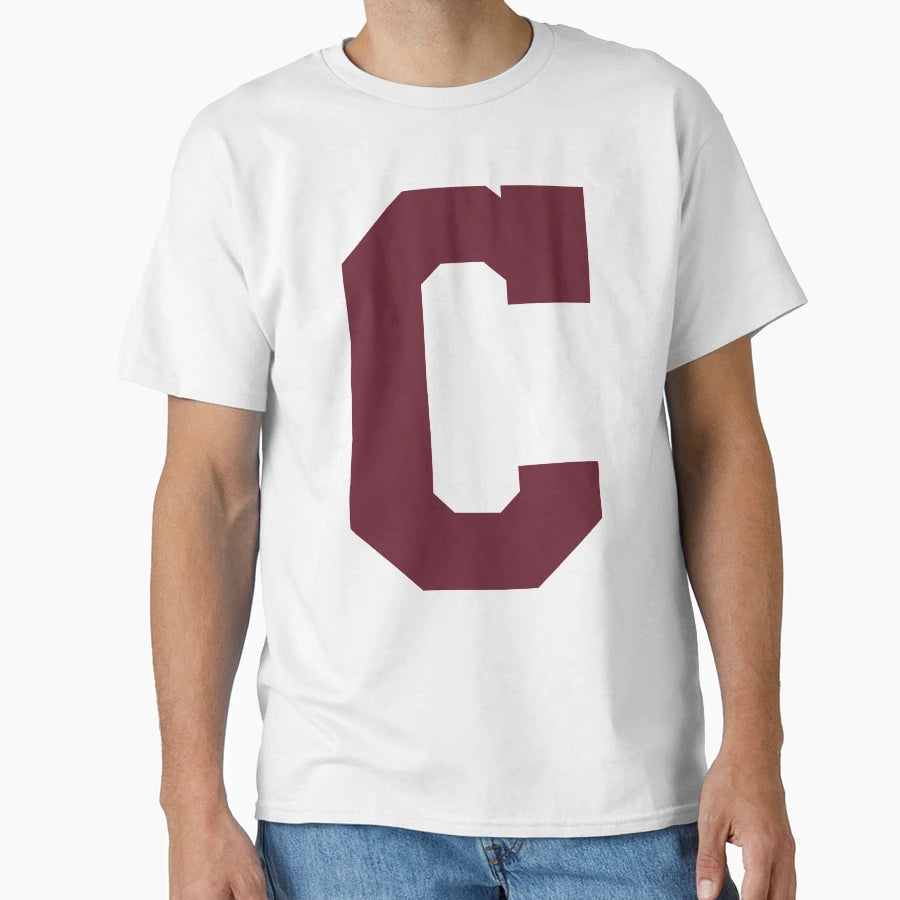 Alphabet Maroon C Sports Letter C T-Shirt - Unique Graphic for Adults - T-Shirt, Sweatshirt, Hoodie