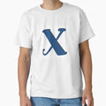 Letter X Blue Initial Monogram Alphabet T-Shirt - Aesthetic Graphic Unisex - T-Shirt, Sweatshirt, Hoodie