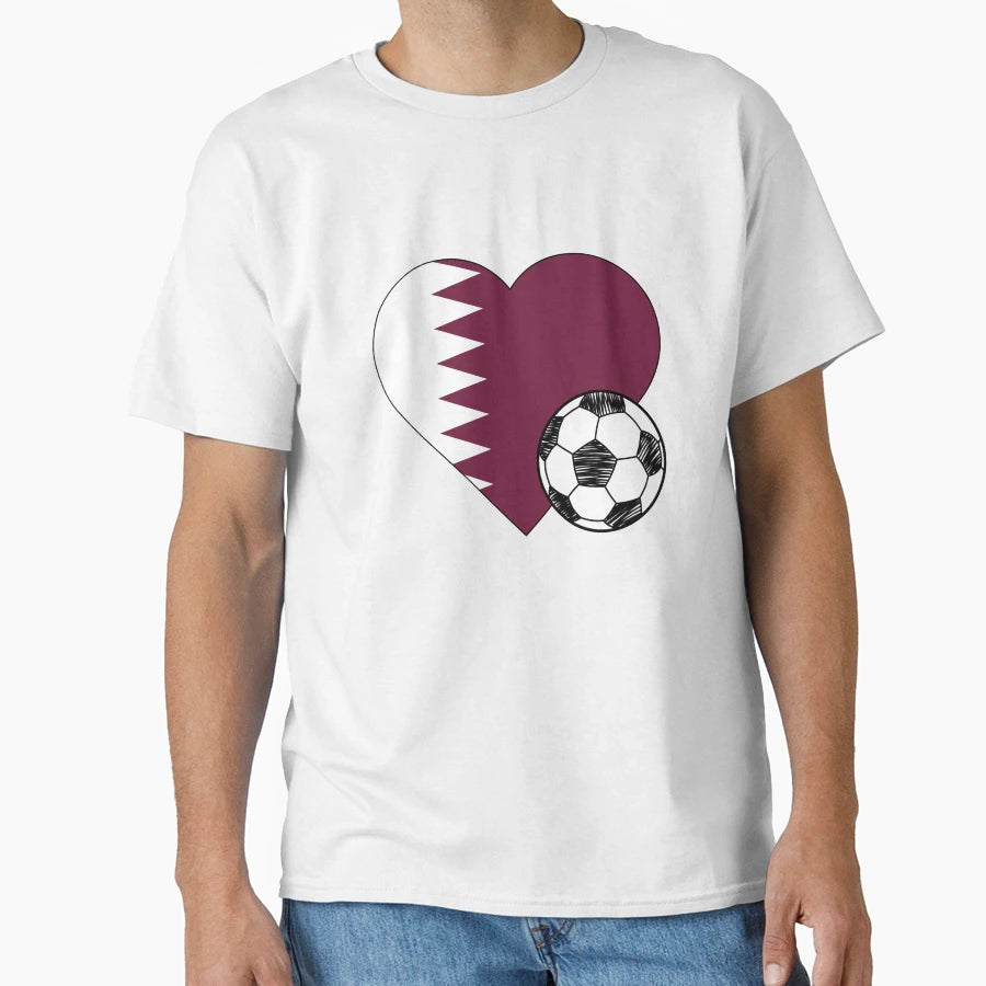 Qatar Soccer Heart T-Shirt - Minimalist Print Unisex - T-Shirt, Sweatshirt, Hoodie