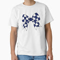 Royal Blue Checkered Bow T-Shirt - Fun Novelty Design Men Women - T-Shirt, Sweatshirt, Hoodie