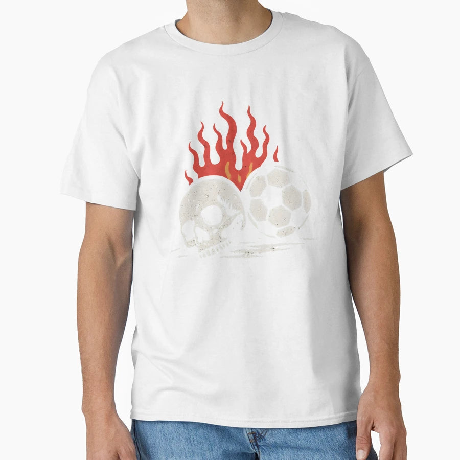 Football Skull Flames T-Shirt - Unique Graphic Unisex - T-Shirt, Sweatshirt, Hoodie