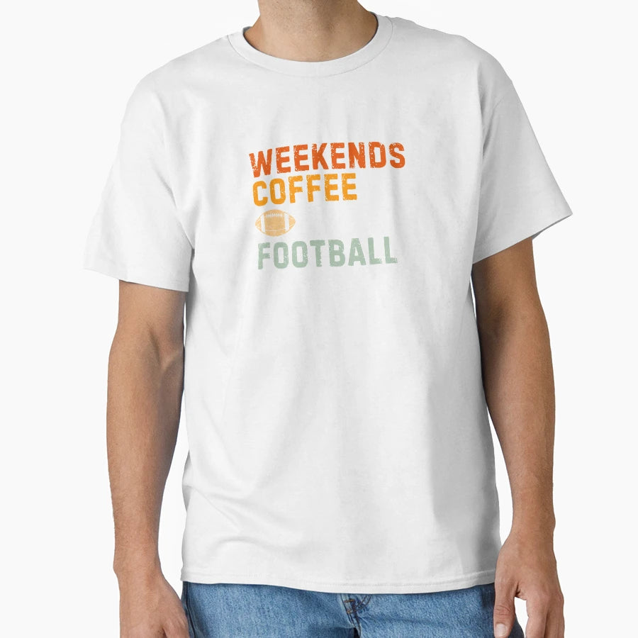 Weekends Coffee And Football T-Shirt - Minimalist Print for Adults - T-Shirt, Sweatshirt, Hoodie