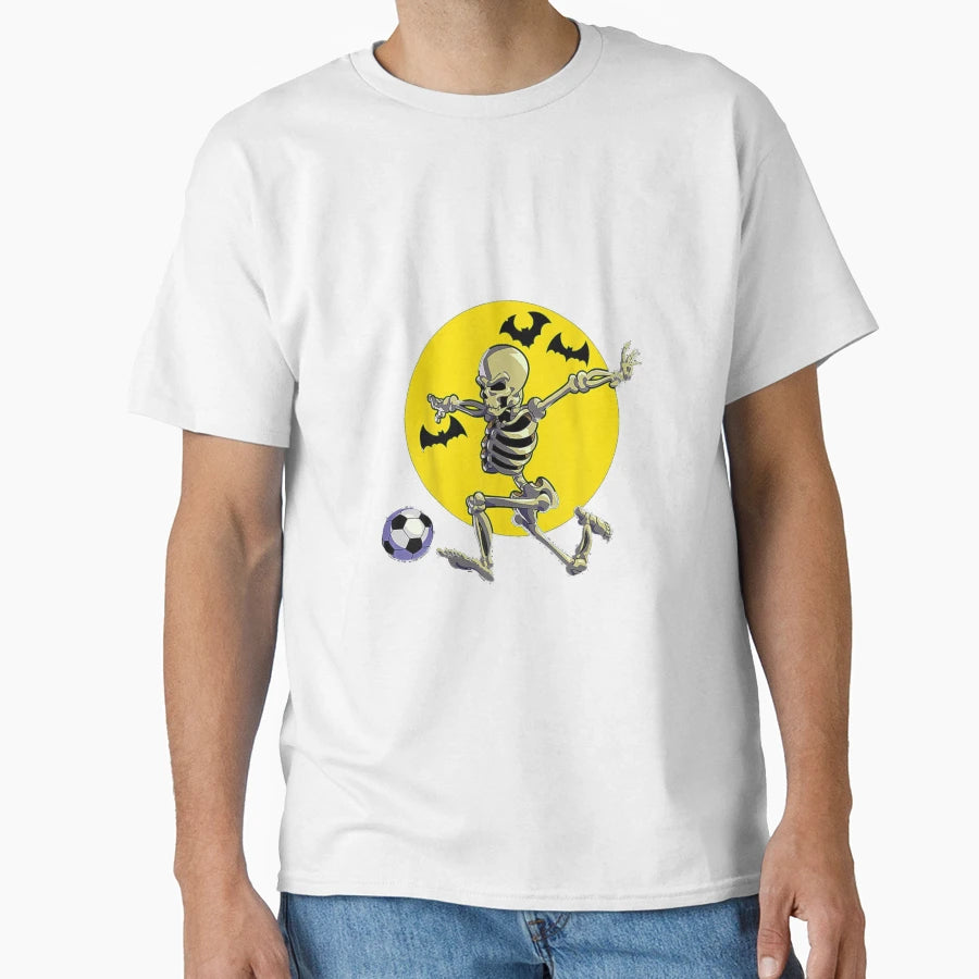 Soccer Skeleton Halloween Soccer T-Shirt - Aesthetic Graphic Men Women - T-Shirt, Sweatshirt, Hoodie