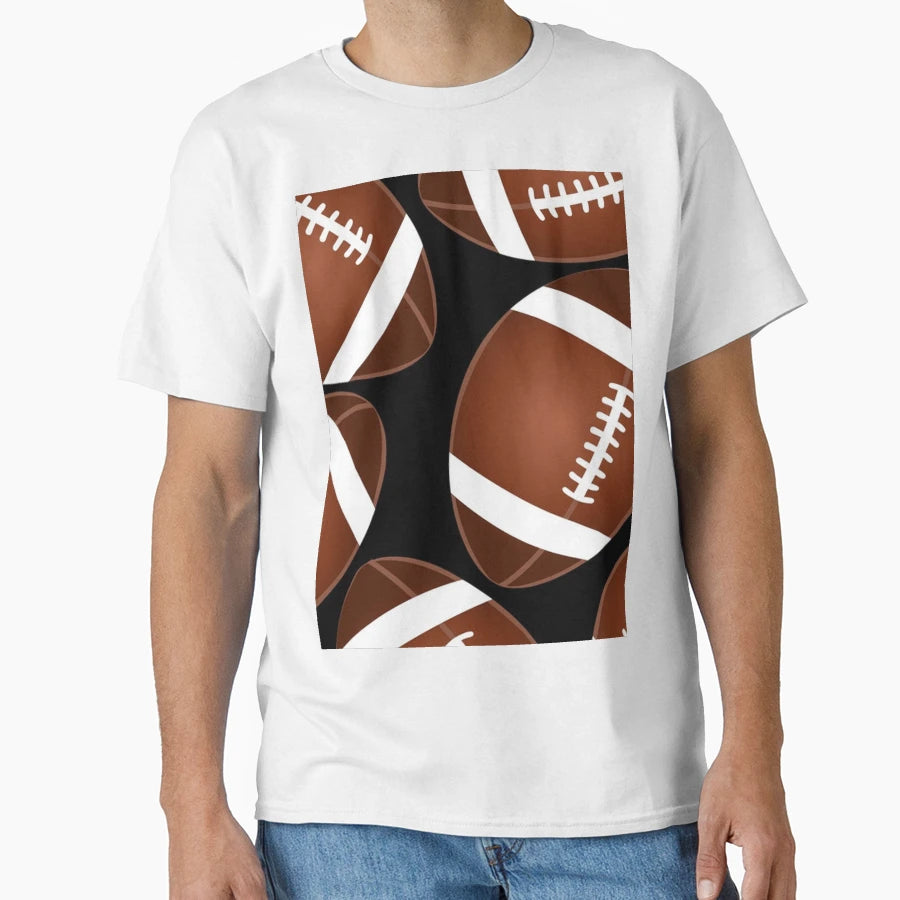 Football Pigskin Sports Pattern Sport T-Shirt - Custom Art Print Unisex - T-Shirt, Sweatshirt, Hoodie