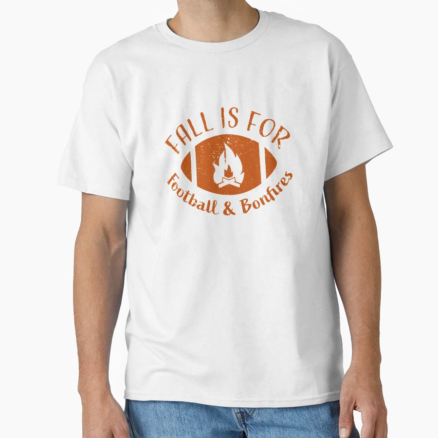 Fall Is Football Bonfires T-Shirt - Trendy Graphic for Adults - T-Shirt, Sweatshirt, Hoodie