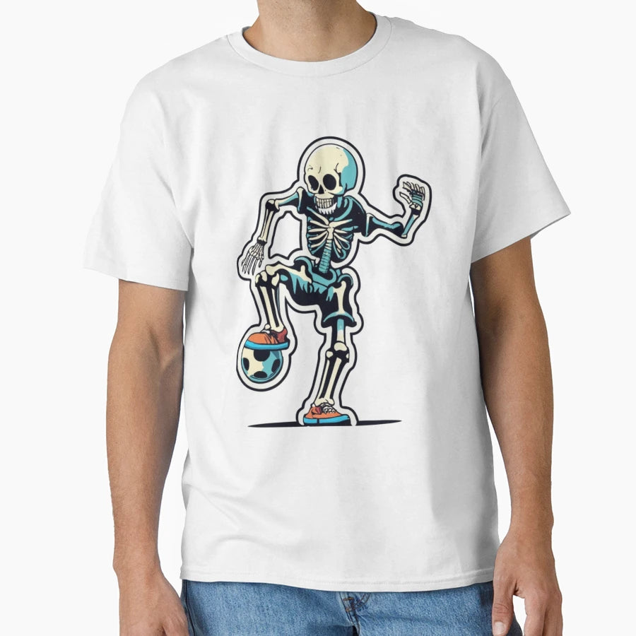 Skeleton Halloween Soccer Player T-Shirt - Graphic Print for Adults - T-Shirt, Sweatshirt, Hoodie