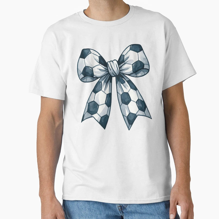 Soccer Ball Patterned Bow Athletic T-Shirt - Minimalist Print for Adults - T-Shirt, Sweatshirt, Hoodie
