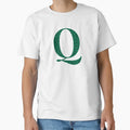 Letter Q Emerald Dark Green Glitter T-Shirt - Graphic Print for Adults - T-Shirt, Sweatshirt, Hoodie