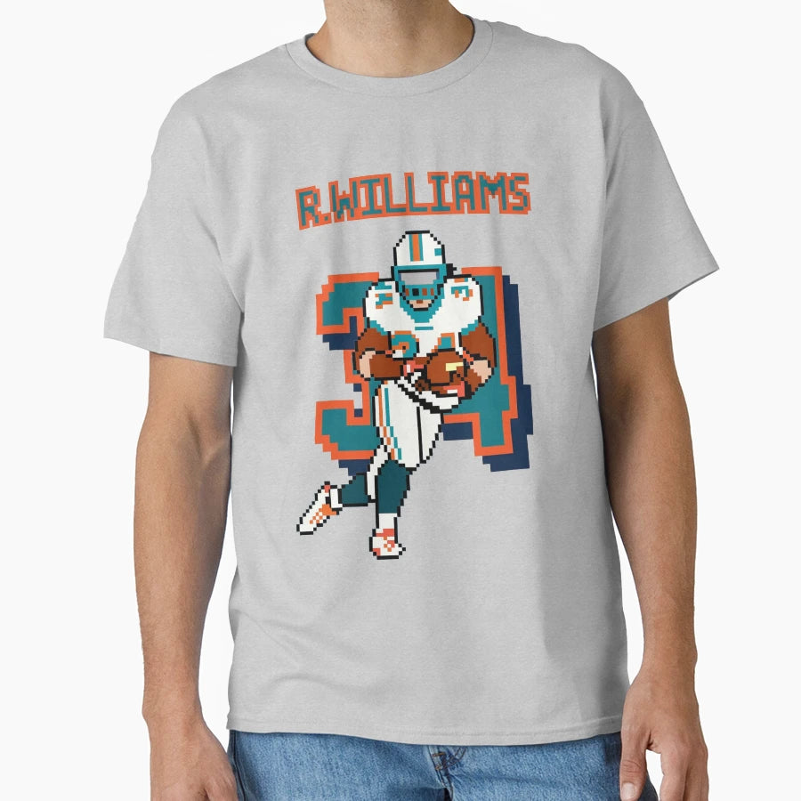 Ricky Williams 8 Bit Pixel Art Miami T-Shirt - Trendy Graphic for Adults - T-Shirt, Sweatshirt, Hoodie