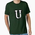 Letter U Distressed Two Color Black T-Shirt - Trendy Graphic for Adults - T-Shirt, Sweatshirt, Hoodie