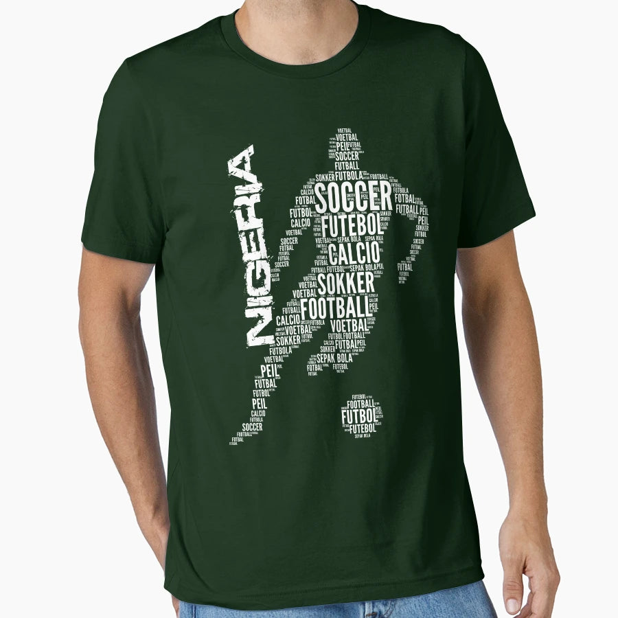 Nigeria Football Typography T-Shirt - Aesthetic Graphic for Adults - T-Shirt, Sweatshirt, Hoodie