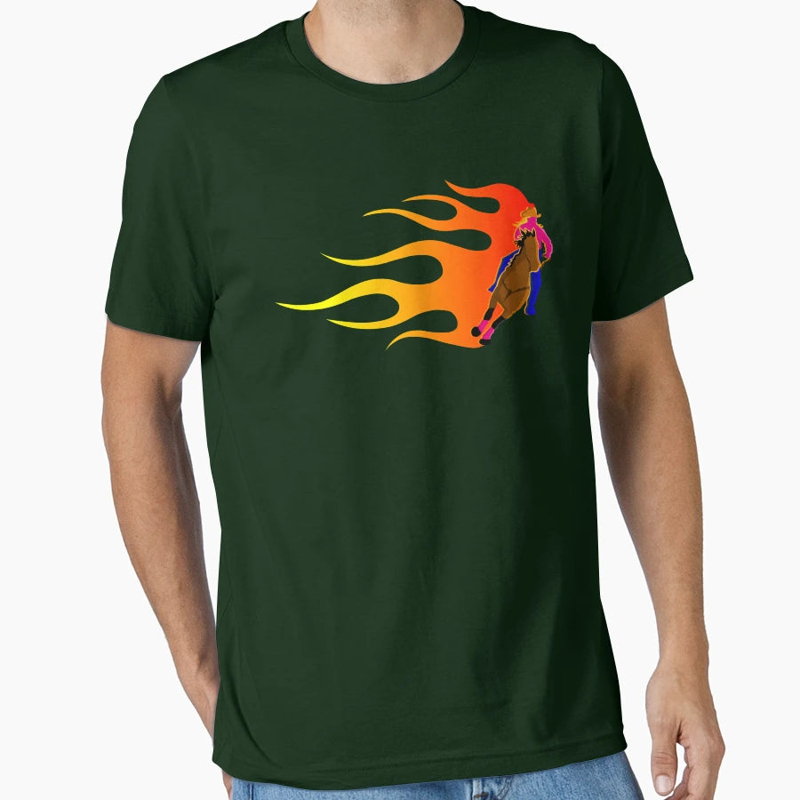 Barrel Racer Flames T-Shirt - Minimalist Print for Adults - T-Shirt, Sweatshirt, Hoodie