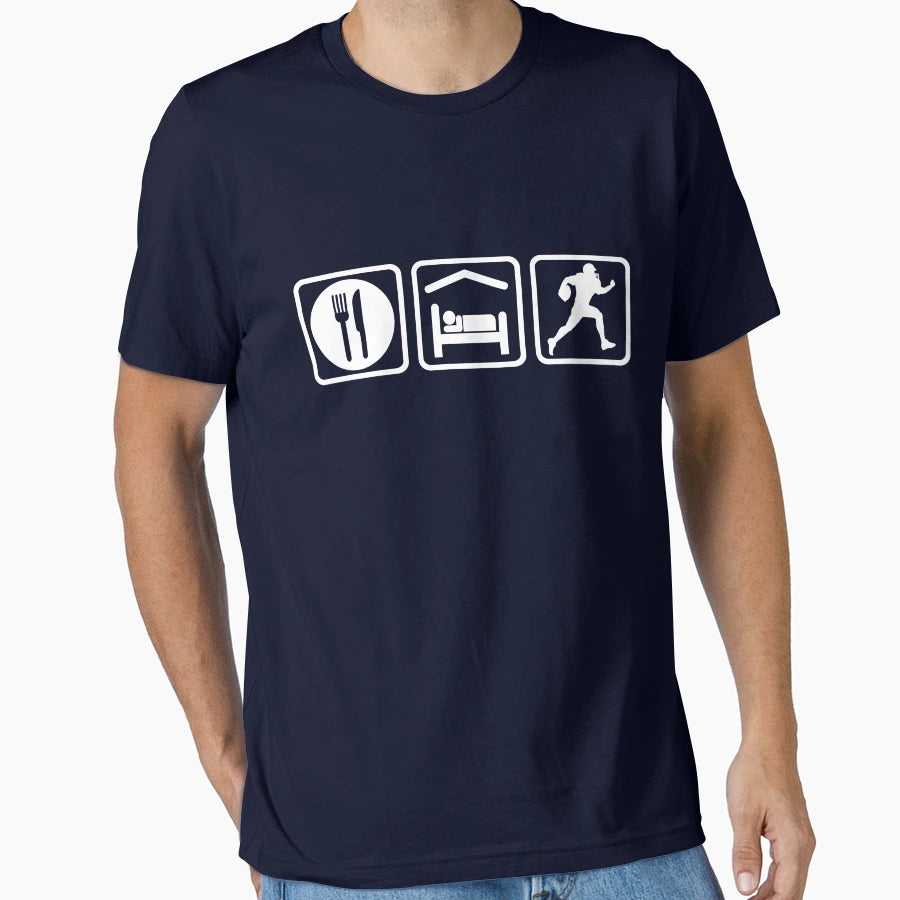 Funny Eat Sleep Football Repeat T-Shirt - Custom Art Print Men Women - T-Shirt, Sweatshirt, Hoodie