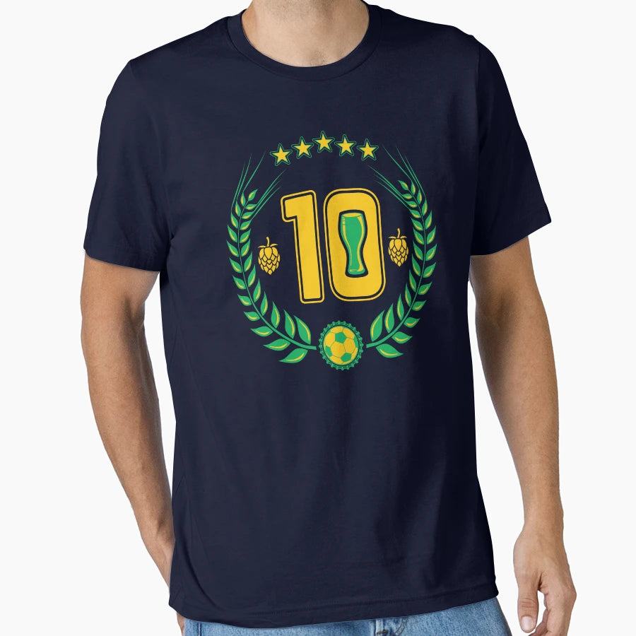 Soccer Jersey No 10 Beer Glass Green And T-Shirt - Trendy Graphic Unisex - T-Shirt, Sweatshirt, Hoodie