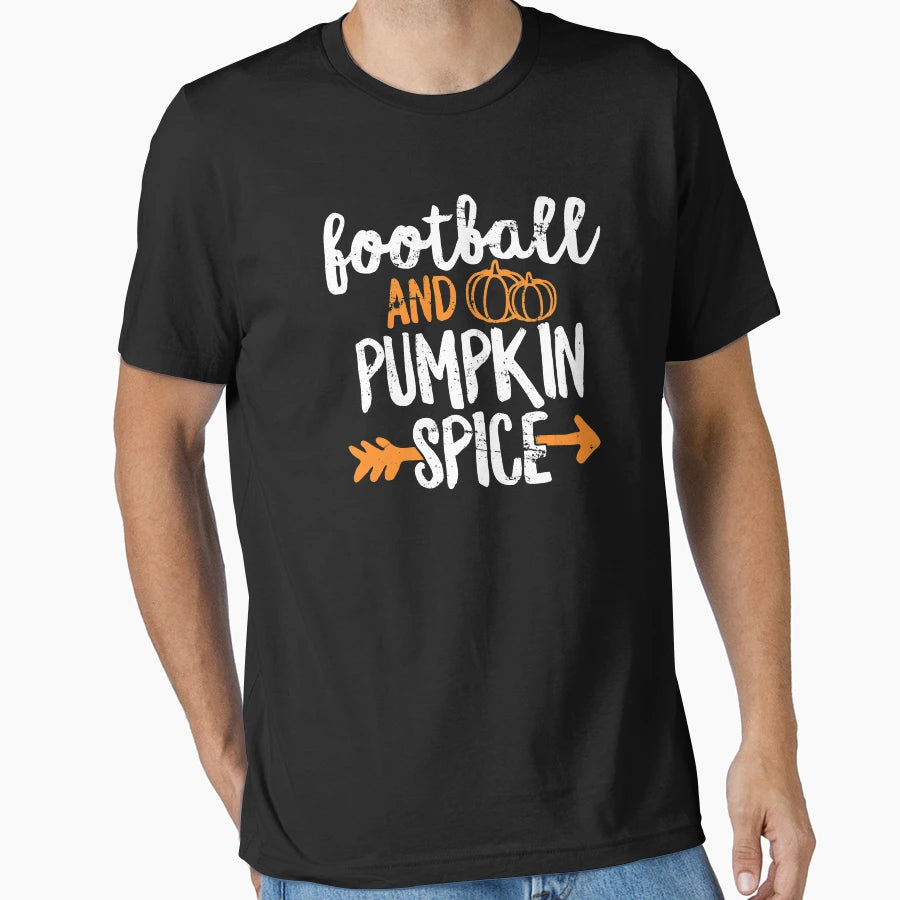 Football And Pumpkin Spice Fall T-Shirt - Trendy Graphic for Adults - T-Shirt, Sweatshirt, Hoodie