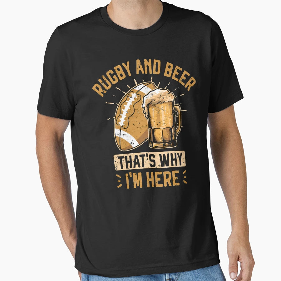 Rugby And Beer Team Funny Rugby Rugby T-Shirt - Graphic Print for Adults - T-Shirt, Sweatshirt, Hoodie