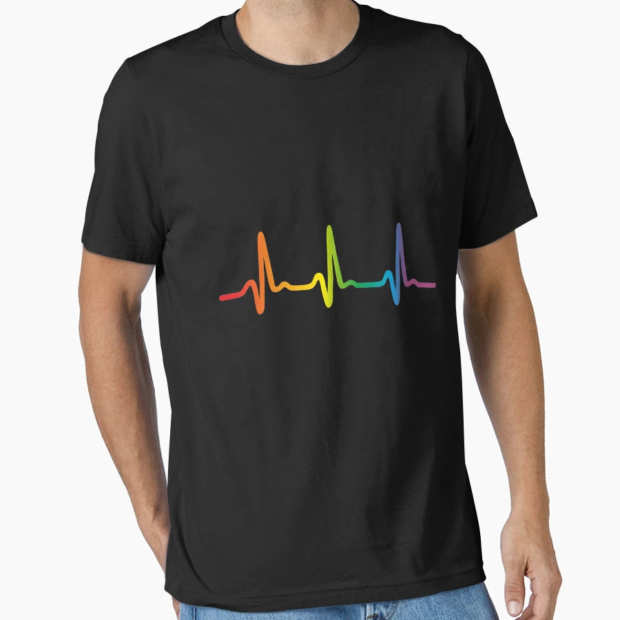 Lgbt Rainbow Ekg Heartbeat T-Shirt - Unique Graphic Unisex - T-Shirt, Sweatshirt, Hoodie