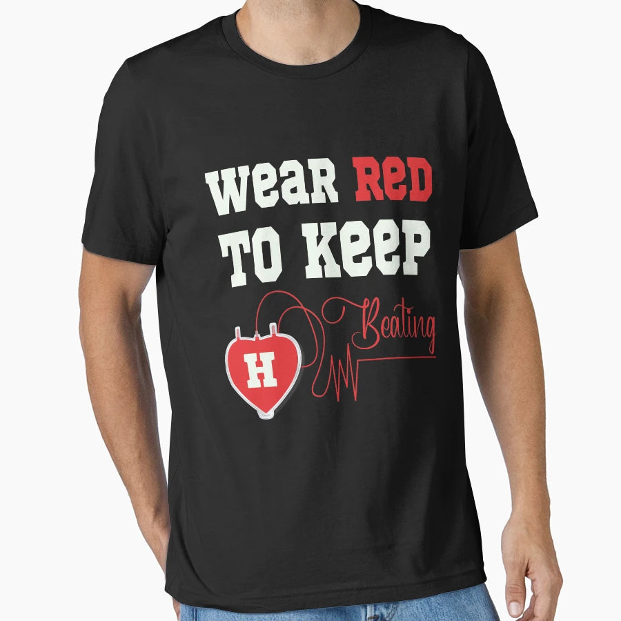 Wear Red To Keep Heart Beating Heart T-Shirt - Trendy Graphic Men Women - T-Shirt, Sweatshirt, Hoodie