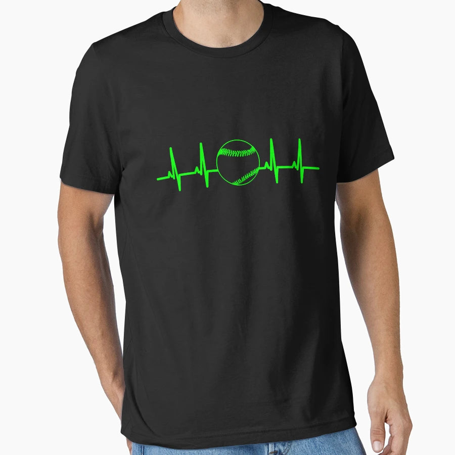 Baseball Picture Ecg Curve Heartbeat T-Shirt - Novelty Apparel for Adults - T-Shirt, Sweatshirt, Hoodie