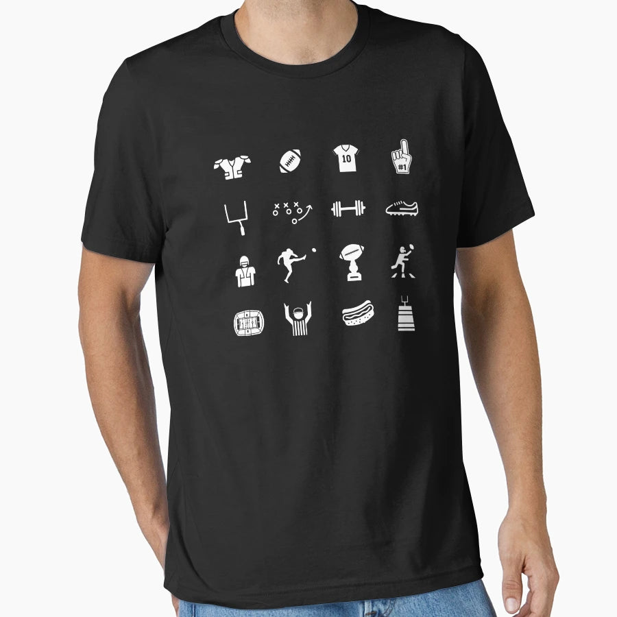 American Football Football Symbols T-Shirt - Custom Art Print for Adults - T-Shirt, Sweatshirt, Hoodie